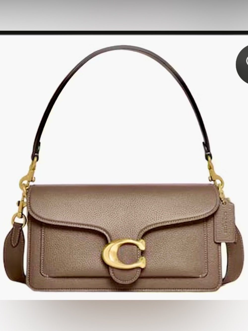 New Coach Tabby 26 Dark Stone zPebbled Leather Shoulder Bag
